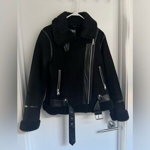 Zara bomber / teddy winter jacket with fur